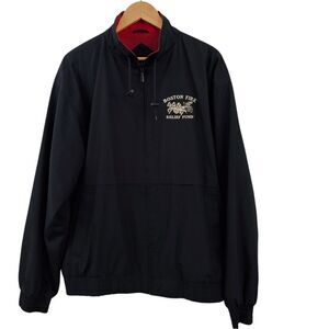 Boston Fire Relief Fund Port Authority Black Embroidered Zip Up Jacket. XL.